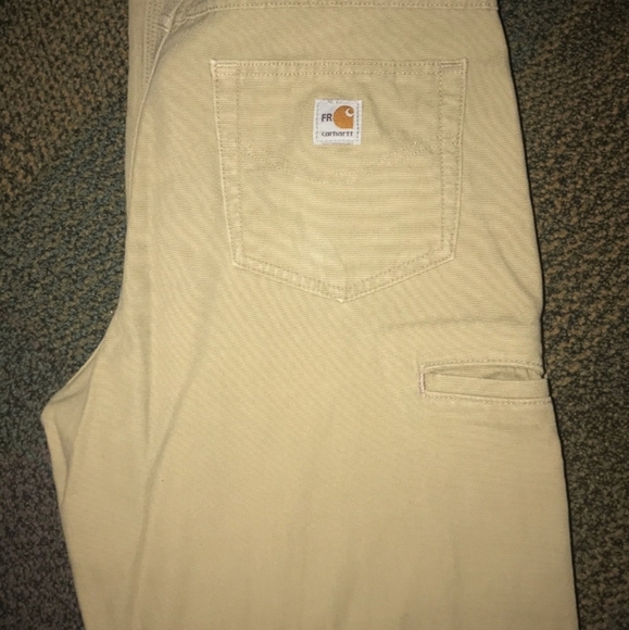 🥳HP🥳 Carhartt Men's Beige Khaki Pants 34x32 Tan - Picture 2 of 7